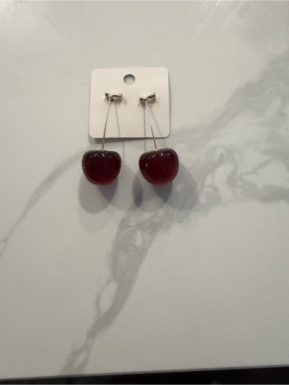 Handcrafted Cherry Drop Earrings - Red